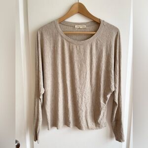 Joah Brown Rib Knit Dolman Long Sleeve Shirt One Size Relaxed Fit Casual